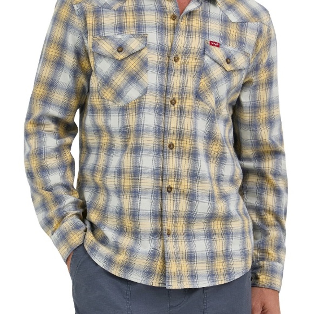 Wrangler Men's Slim Fit Long Sleeve Shirt Sunglass Cleaner Sky Blue Size XL NWT